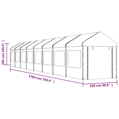 Belvedere with white roof 17.84x2,28x2,69 m polyethylene