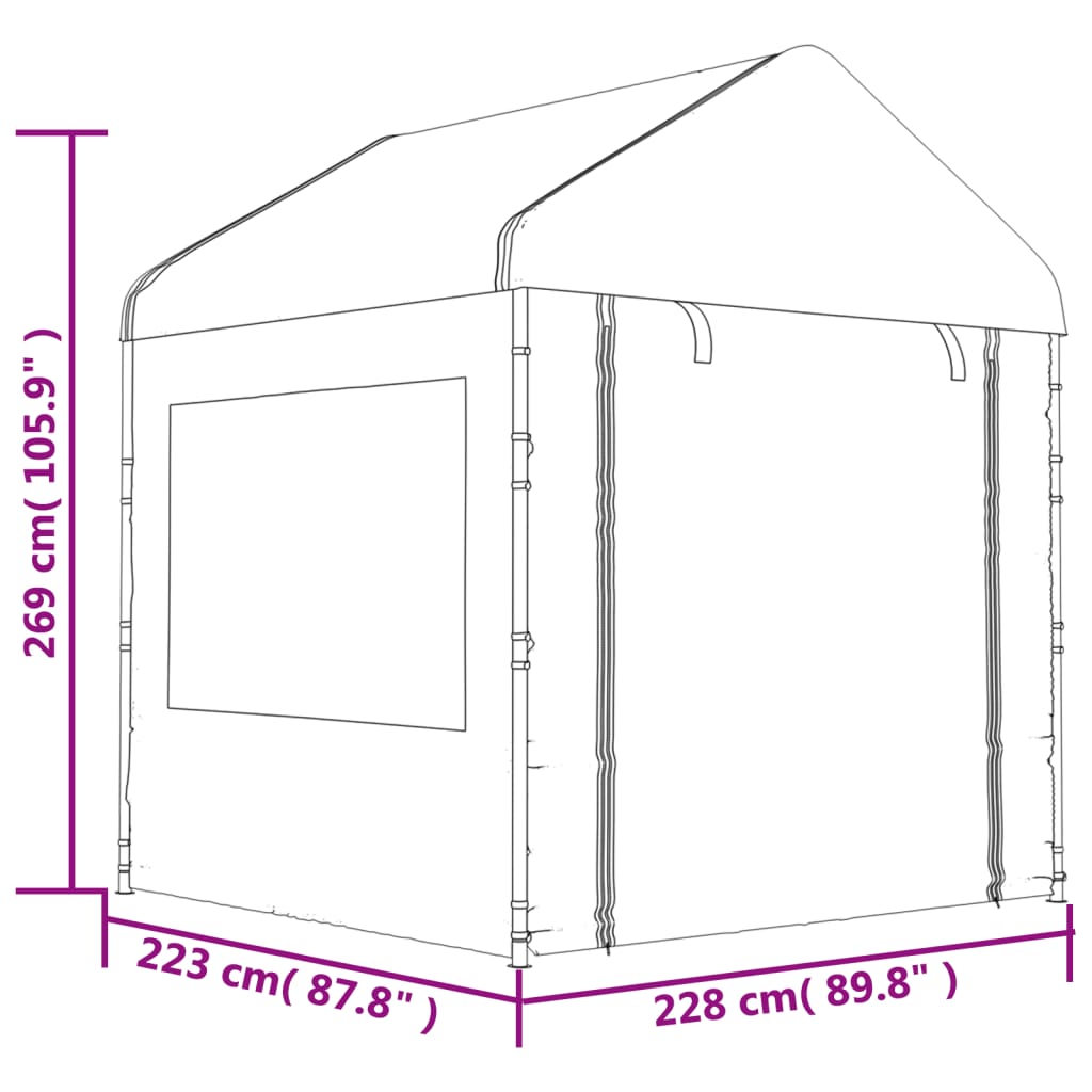 Belvedere with white roof 17.84x2,28x2,69 m polyethylene