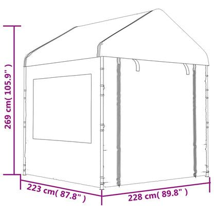 Belvedere with white roof 17.84x2,28x2,69 m polyethylene