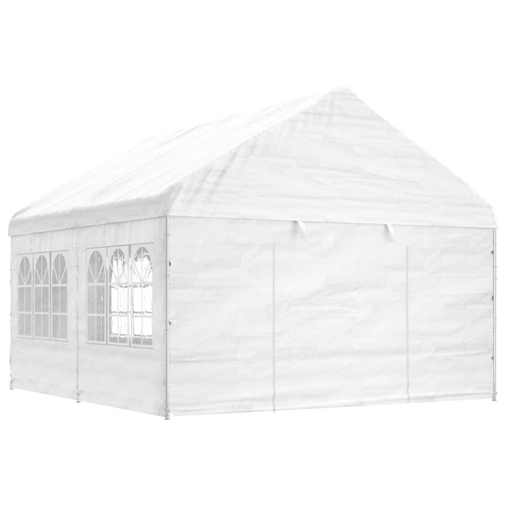 Belvedere with white roof 4.46x4,08x3,22 m polyethylene
