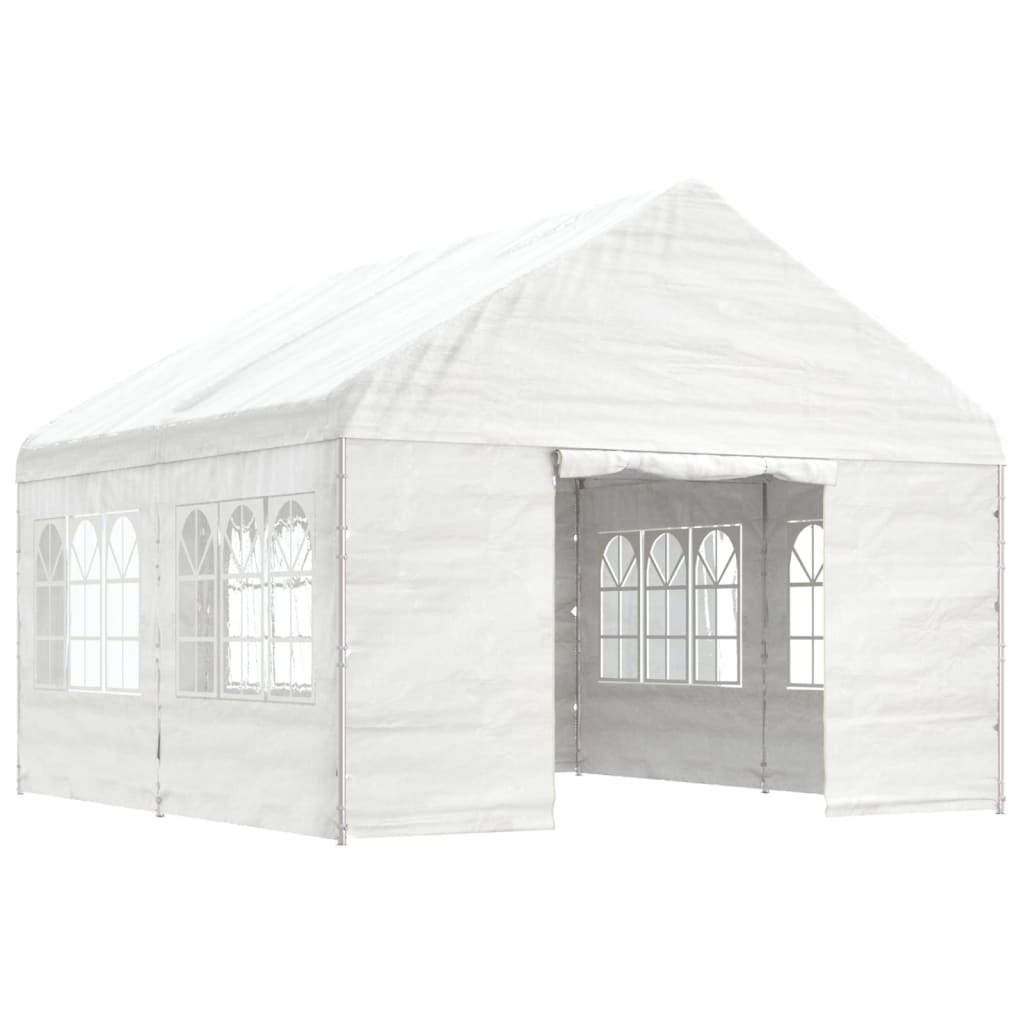 Belvedere with white roof 4.46x4,08x3,22 m polyethylene
