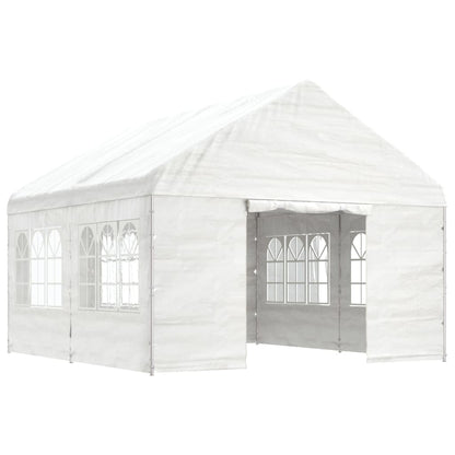 Belvedere with white roof 4.46x4,08x3,22 m polyethylene