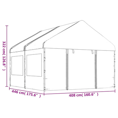 Belvedere with white roof 4.46x4,08x3,22 m polyethylene