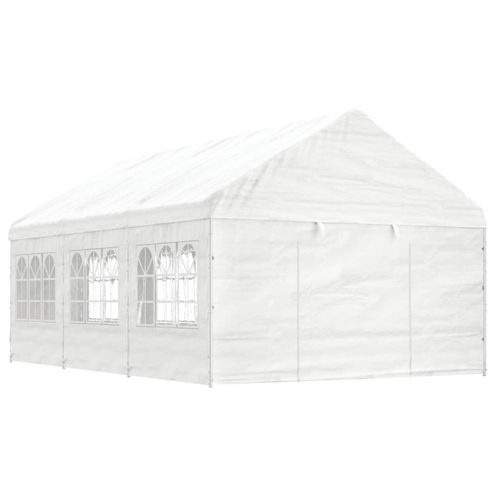 Belvedere with white roof 6.69x4,08x3,22 m polyethylene