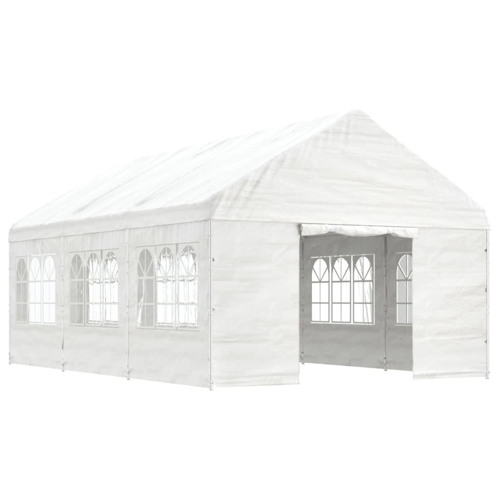 Belvedere with white roof 6.69x4,08x3,22 m polyethylene