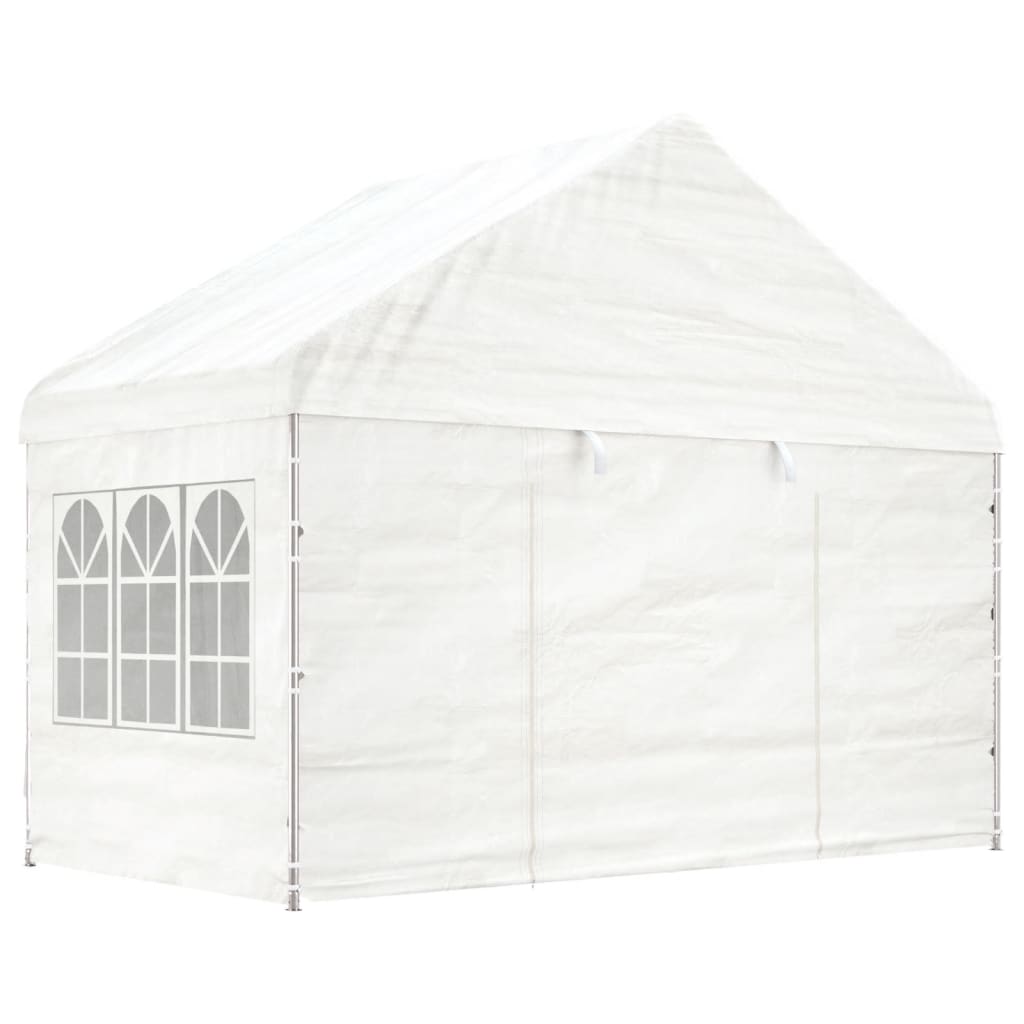 Belvedere with white roof 6.69x4,08x3,22 m polyethylene