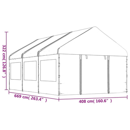 Belvedere with white roof 6.69x4,08x3,22 m polyethylene