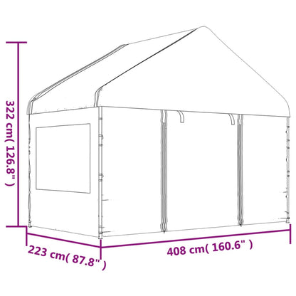 Belvedere with white roof 6.69x4,08x3,22 m polyethylene