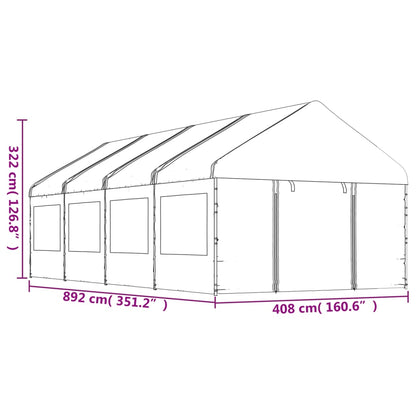 Belvedere with white roof 8.92x4,08x3,22 m polyethylene