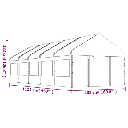 Belvedere with white roof 11.15x4,08x3,22 m polyethylene
