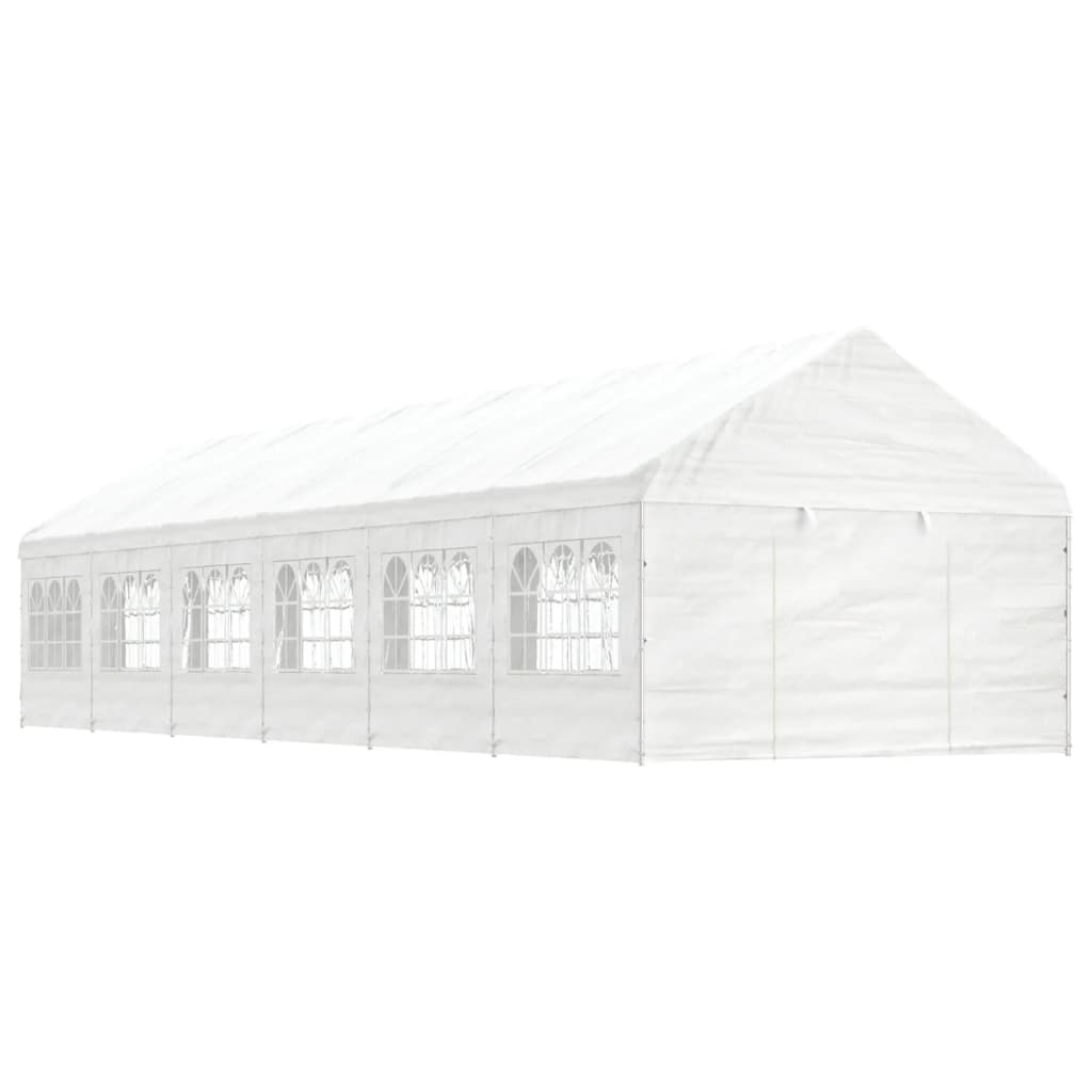 Belvedere with white roof 13.38x4,08x3,22 m polyethylene