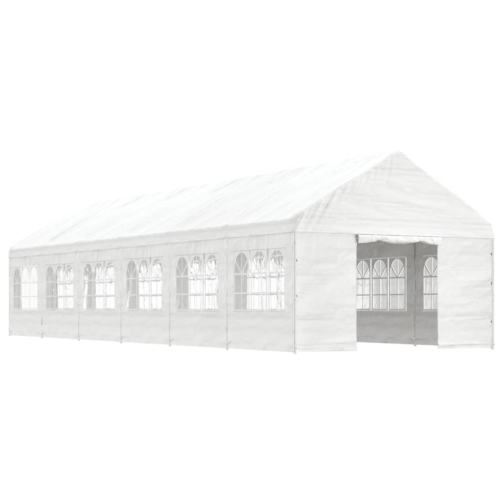 Belvedere with white roof 13.38x4,08x3,22 m polyethylene