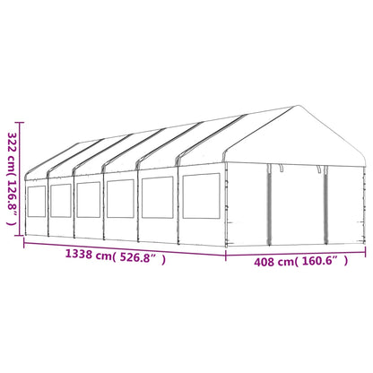 Belvedere with white roof 13.38x4,08x3,22 m polyethylene