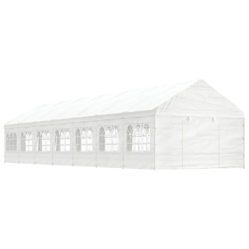 Belvedere with white roof 15.61x4,08x3,22 m polyethylene