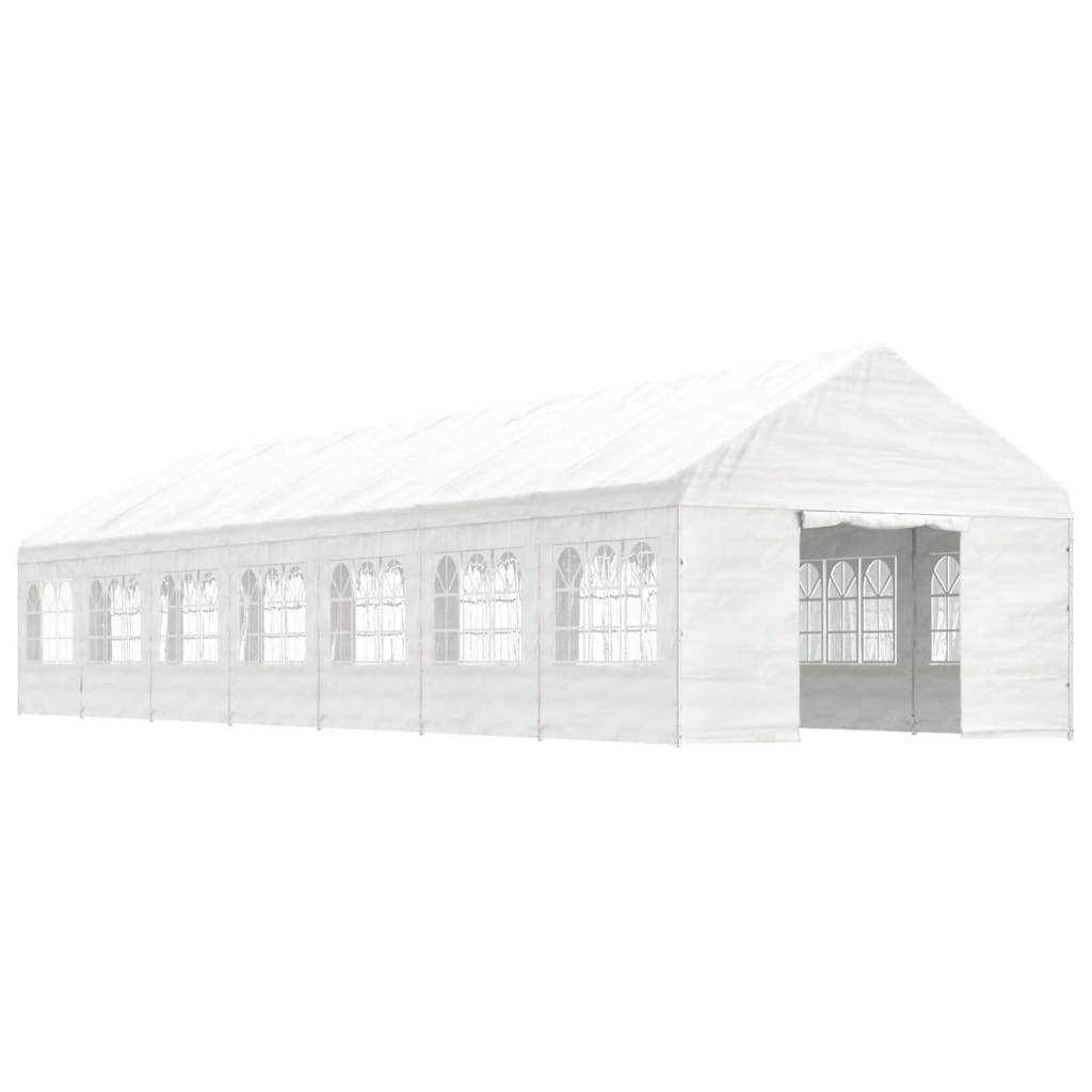 Belvedere with white roof 15.61x4,08x3,22 m polyethylene