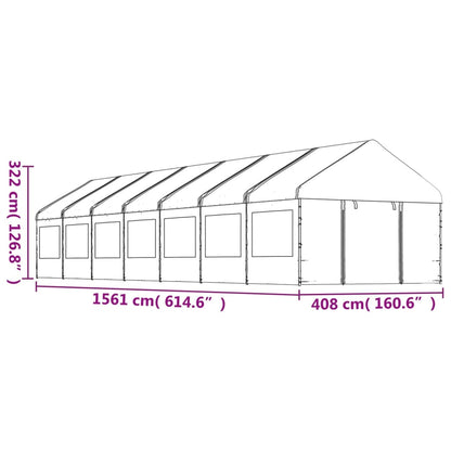 Belvedere with white roof 15.61x4,08x3,22 m polyethylene
