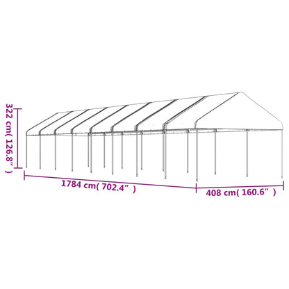 Belvedere with white roof 17.84x4,08x3,22 m polyethylene