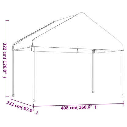 Belvedere with white roof 17.84x4,08x3,22 m polyethylene