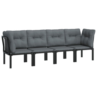 4 pcs garden furniture black and gray braided resin