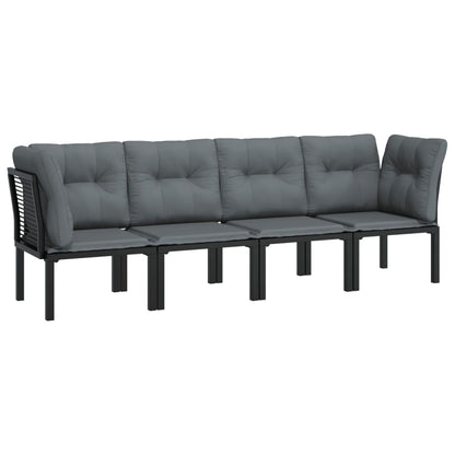 4 pcs garden furniture black and gray braided resin