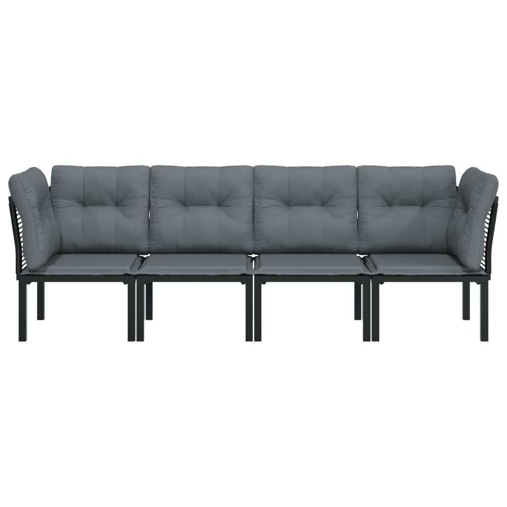 4 pcs garden furniture black and gray braided resin