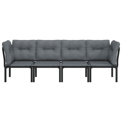 4 pcs garden furniture black and gray braided resin