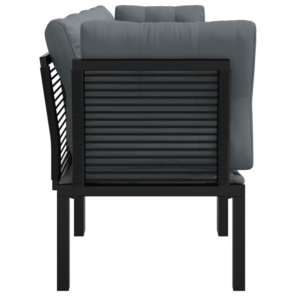 4 pcs garden furniture black and gray braided resin