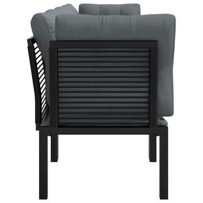 4 pcs garden furniture black and gray braided resin