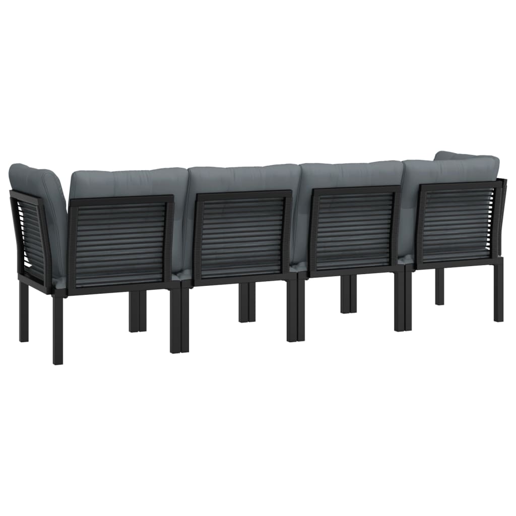 4 pcs garden furniture black and gray braided resin