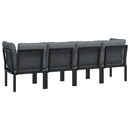 4 pcs garden furniture black and gray braided resin