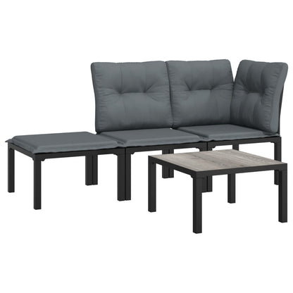 4 pcs garden furniture black and gray braided resin