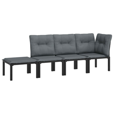 4 pcs garden furniture black and gray braided resin