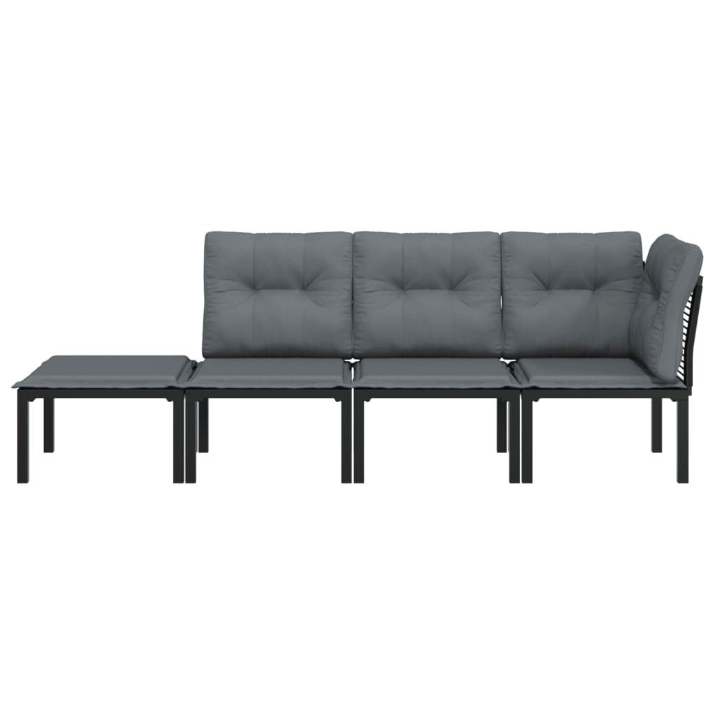 4 pcs garden furniture black and gray braided resin