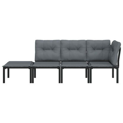 4 pcs garden furniture black and gray braided resin