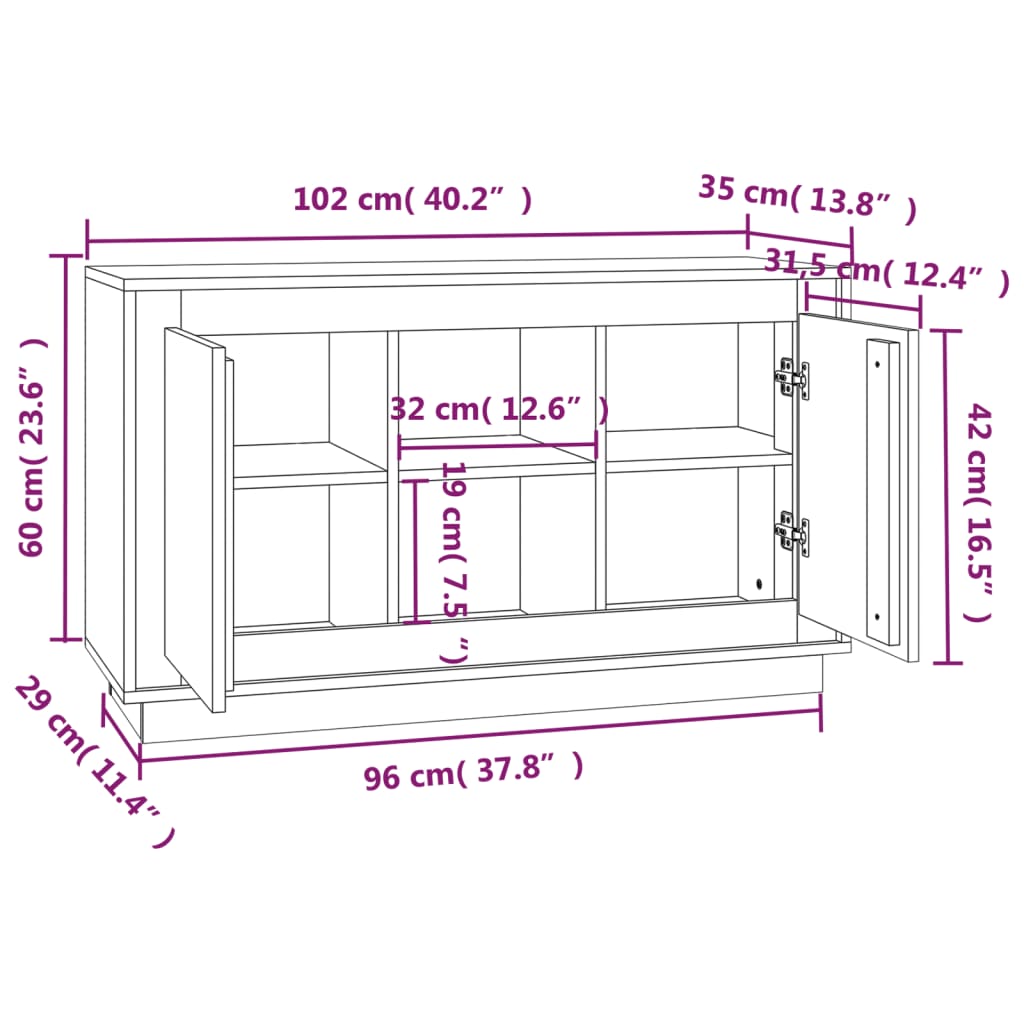 Sonoma gray buffet 102x35x60 cm engineering wood