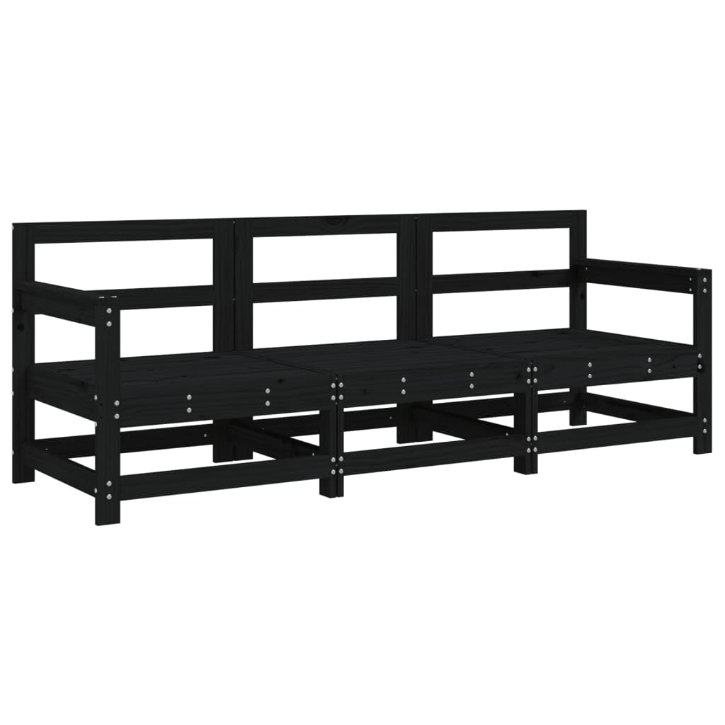 3 pcs black garden furniture solid pine wood