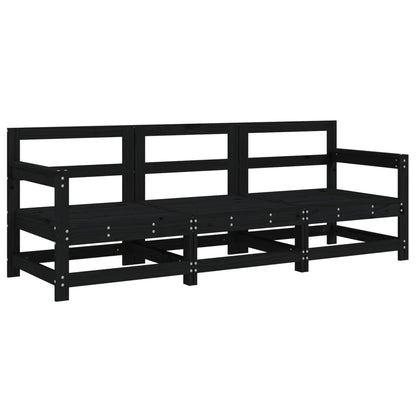 3 pcs black garden furniture solid pine wood