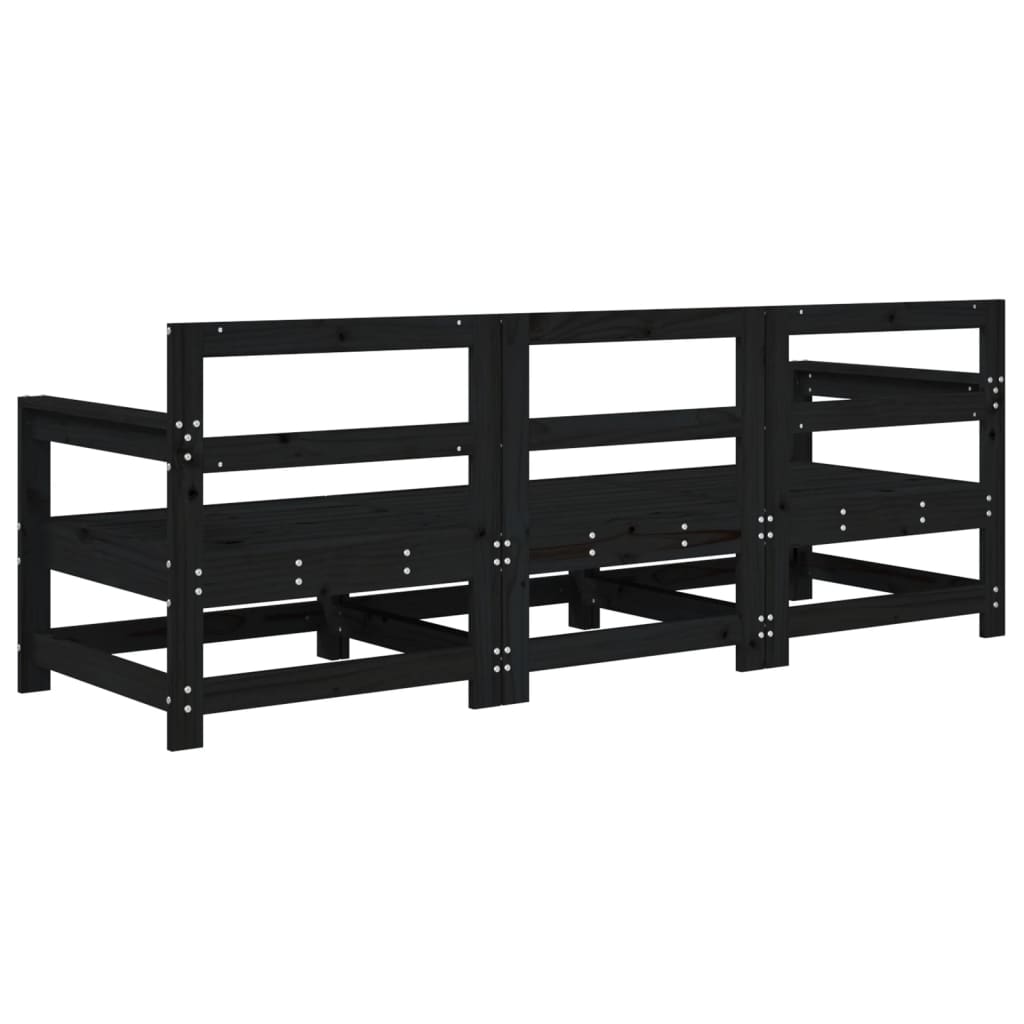 3 pcs black garden furniture solid pine wood