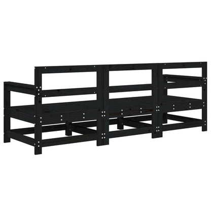 3 pcs black garden furniture solid pine wood