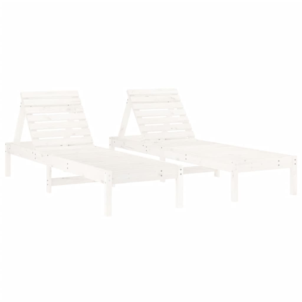 Sillas largas 2 pcs blancos 199.5x60x74 cm de madera de pino sólido