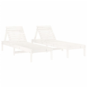 Sillas largas 2 pcs blancos 199.5x60x74 cm de madera de pino sólido