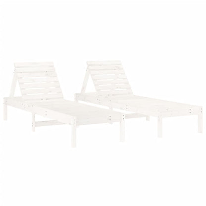 Sillas largas 2 pcs blancos 199.5x60x74 cm de madera de pino sólido