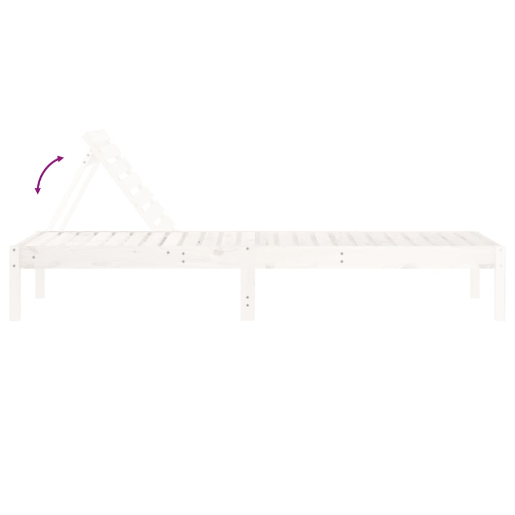 Sillas largas 2 pcs blancos 199.5x60x74 cm de madera de pino sólido
