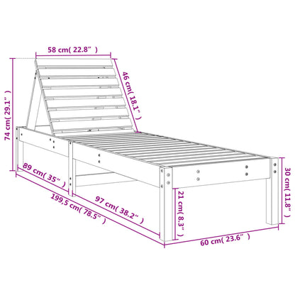Silla Long Gray 199.5x60x74 cm de madera de pino sólido