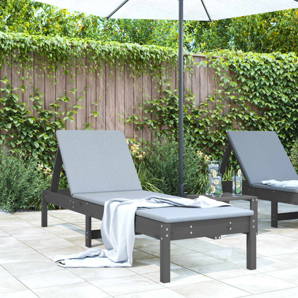 Silla Long Gray 199.5x60x74 cm de madera de pino sólido