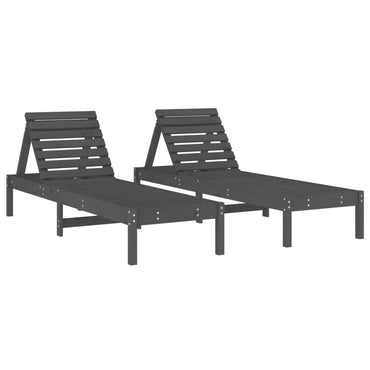 Sillas largas 2 pcs gris 199.5x60x74 cm de madera de pino sólido