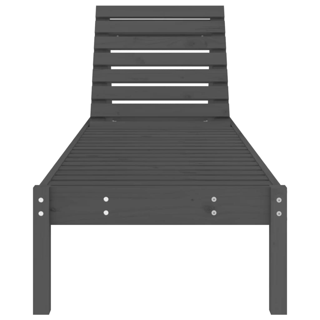 Sillas largas 2 pcs gris 199.5x60x74 cm de madera de pino sólido