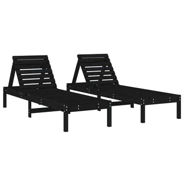 Sillas largas 2 pcs negros 199.5x60x74 cm de madera de pino sólido