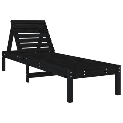 Sillas largas 2 pcs negros 199.5x60x74 cm de madera de pino sólido
