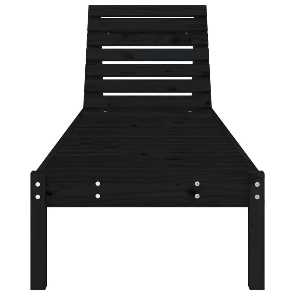 Sillas largas 2 pcs negros 199.5x60x74 cm de madera de pino sólido
